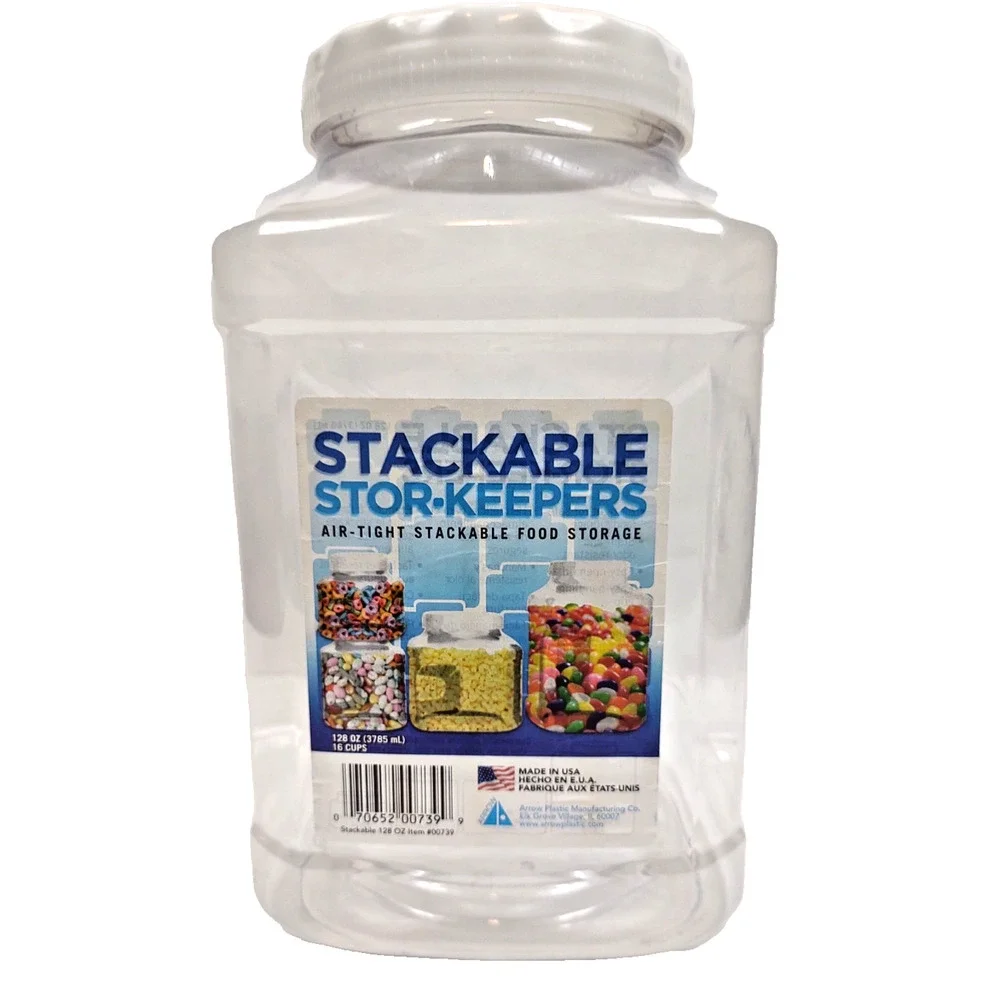 Clear Stackable Storage Jar Container 128oz Food Cookie Snack No BPA USA Made